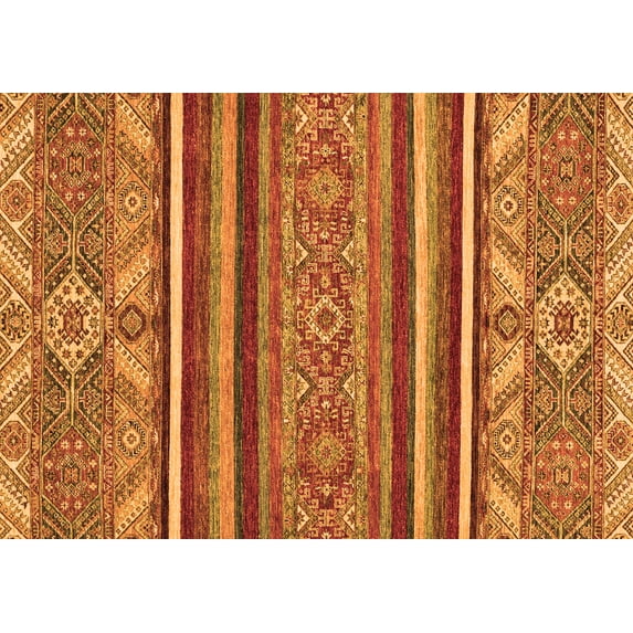 Ahgly Company Indoor Rectangle Abstract Orange Modern Area Rugs, 8' x 10'