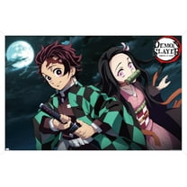 Demon Slayer - Tanjiro & Nezuko Night Wall Poster, 22.375" x 34" Framed