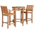 thumbnail image 5 of 3 Piece Teak Wood Bistro Outdoor Patio Bar Set Including 32" Round Orleans Bar Table and 2 Abacho Barstools with Arms, 5 of 6