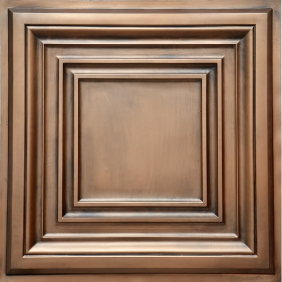 Carreau de Plafond en PVC Synthétique 2'x2' à Coller, Cuivre Vieilli, Échantillon