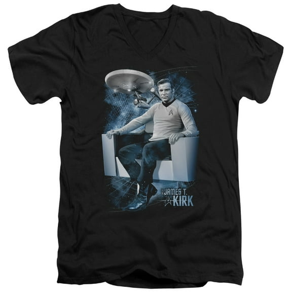 Star Trek Captains Chair Adult V-Neck T-Shirt Black
