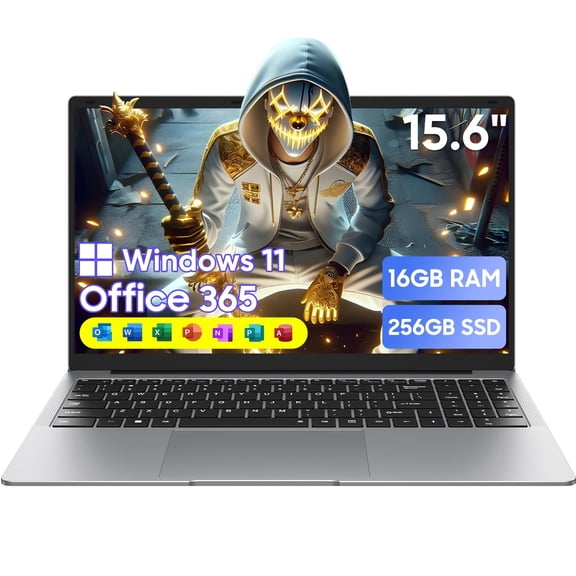 15.6" Laptop Computer,16GB RAM 256GB SSD,Windows 11 Pro Bussiness NoteBook PC,MS Office,Intel Pentium 4425Y, 100% sRGB Screen,2.4G/5G Dual Band WiFi