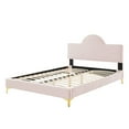 thumbnail image 5 of Platform Bed Frame, Queen Size, Pink, Velvet, Modern Contemporary, Bedroom Master Guest Suite Room, 5 of 10