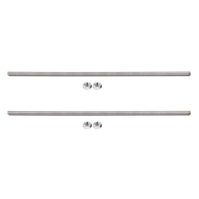 Barra de rosca de acero inoxidable 2x 320mm X M8, varilla en stock, tono plateado