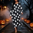 thumbnail image 5 of SELONE Nightgowns Long Sleeve for Women Plus Size Crew Neck Maxi Sleep Shirt Ghost Bats Nighties Halloween Dress, 5 of 8