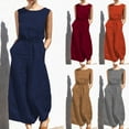 thumbnail image 2 of Utoimkio Sleeveless Tank Jumpsuits for Women Summer Bib Overalls Square Neck Rompers Homewear with Pockets, 2 of 6