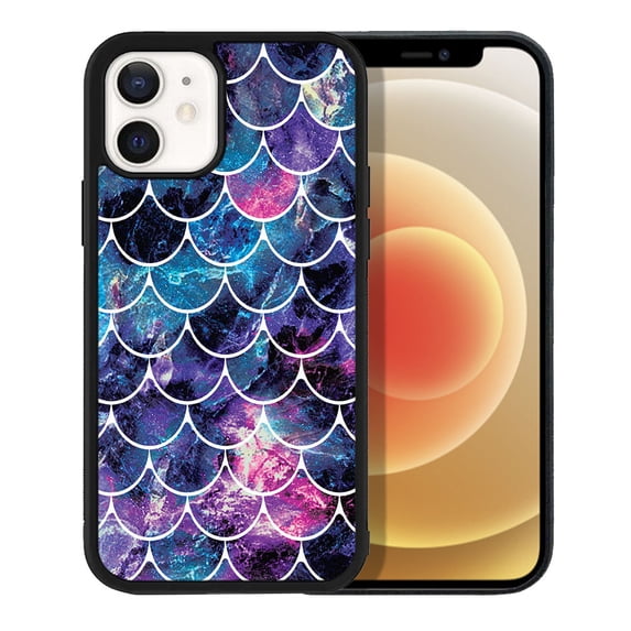 FINCIBO Soft Rubber Protector Cover Case for Apple iPhone 12 / 12 Pro 6.1" 2020 (NOT FIT Apple iPhone 12 Pro Max 6.7" 2020/iPhone 12 mini 5.4" 2020), Mosaic Mermaid Scale