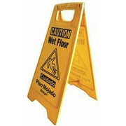 Renown Wet Floor Sign, English And Spanish, Yellow