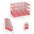 thumbnail image 5 of Paper Letter Tray Organizer with File Holder, 4-Tier Desk Accessories & Workspace Organizers with Drawer and 2 Pen Holder, Desk Organizers and Accessories for Office Supplies (Red), 5 of 14
