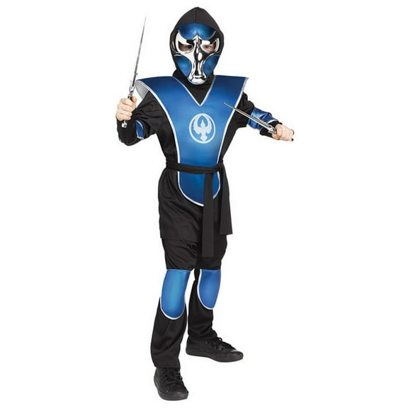 Blue Chrome Raven Ninja Boy's Child Halloween Costume