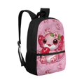 thumbnail image 2 of Uourmeti Cartoon Axolotl with Cherry & Heart Durable School Backpack for Work Hiking, Lightweight Stylish Student Bookbag Smooth Zipper Shoulder Backpack, 2 of 6