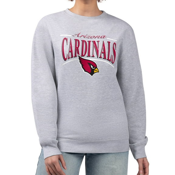 Women's Starter Gray Arizona Cardinals Arch Stripe Fleece Pullover Sweatshirt