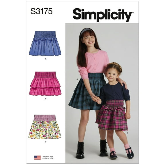 Simplicity Sewing Pattern 3175 - Children's and Girls' Faux Smocking Skirts, Size HH(3-4-5-6)