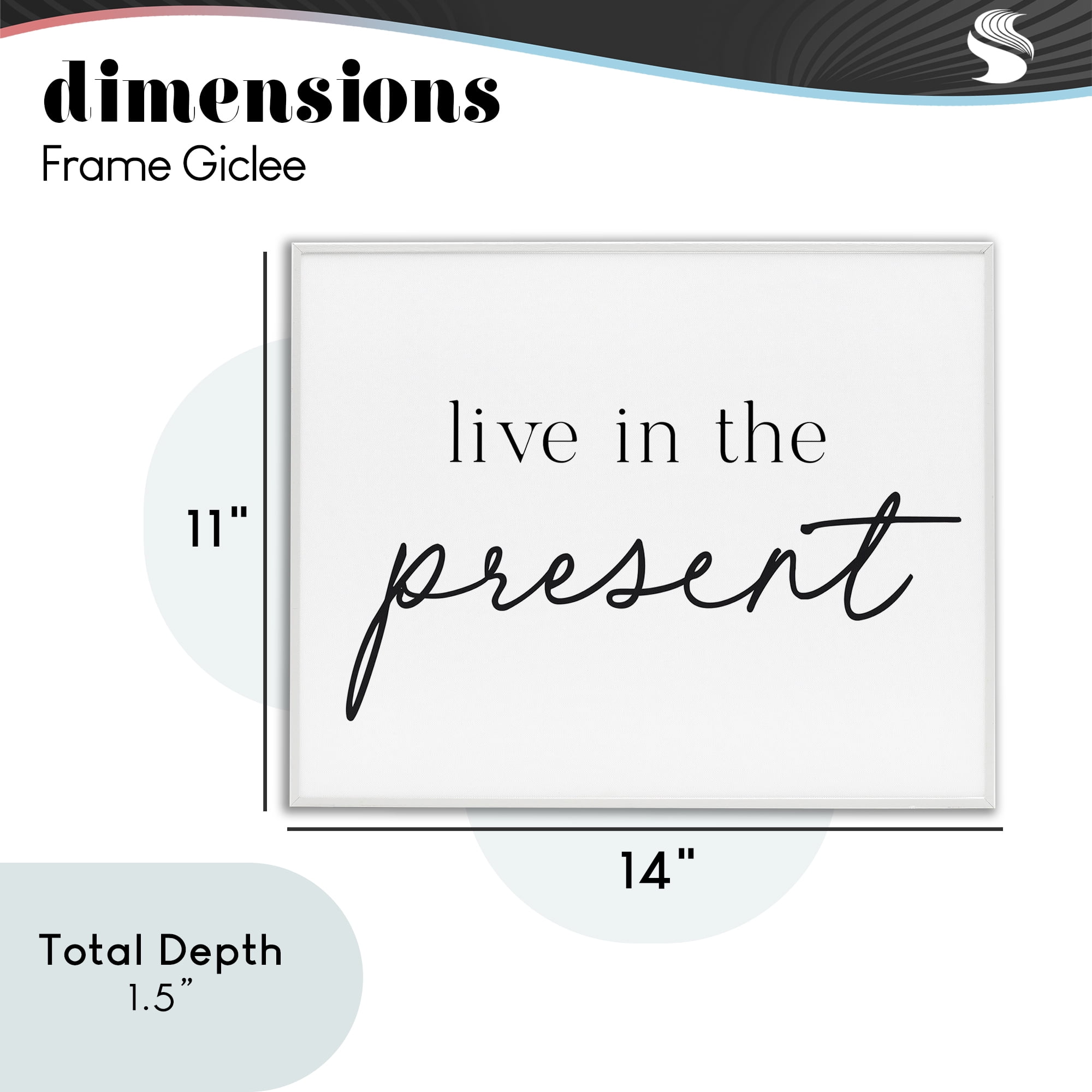 Live In The Present White Framed Giclee Art, design by Lettered and Lined