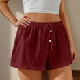 thumbnail image 4 of Limited Time Sale! lcziwo Solid Shorts for Women Drawstring High Waisted Wide Leg Shorts Comfy Lightweight Casual Summer Beach Shorts with Pockets Wine L, 4 of 9