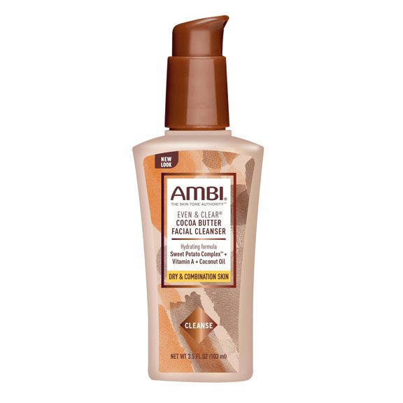 Ambi Even & Clear Cocoa Butter Facial Cleanser With Nutrient-Rich Sweet Potato Complex | Hydrating Formula | Helps Even Skin Tone | 3.5 Ounce C35