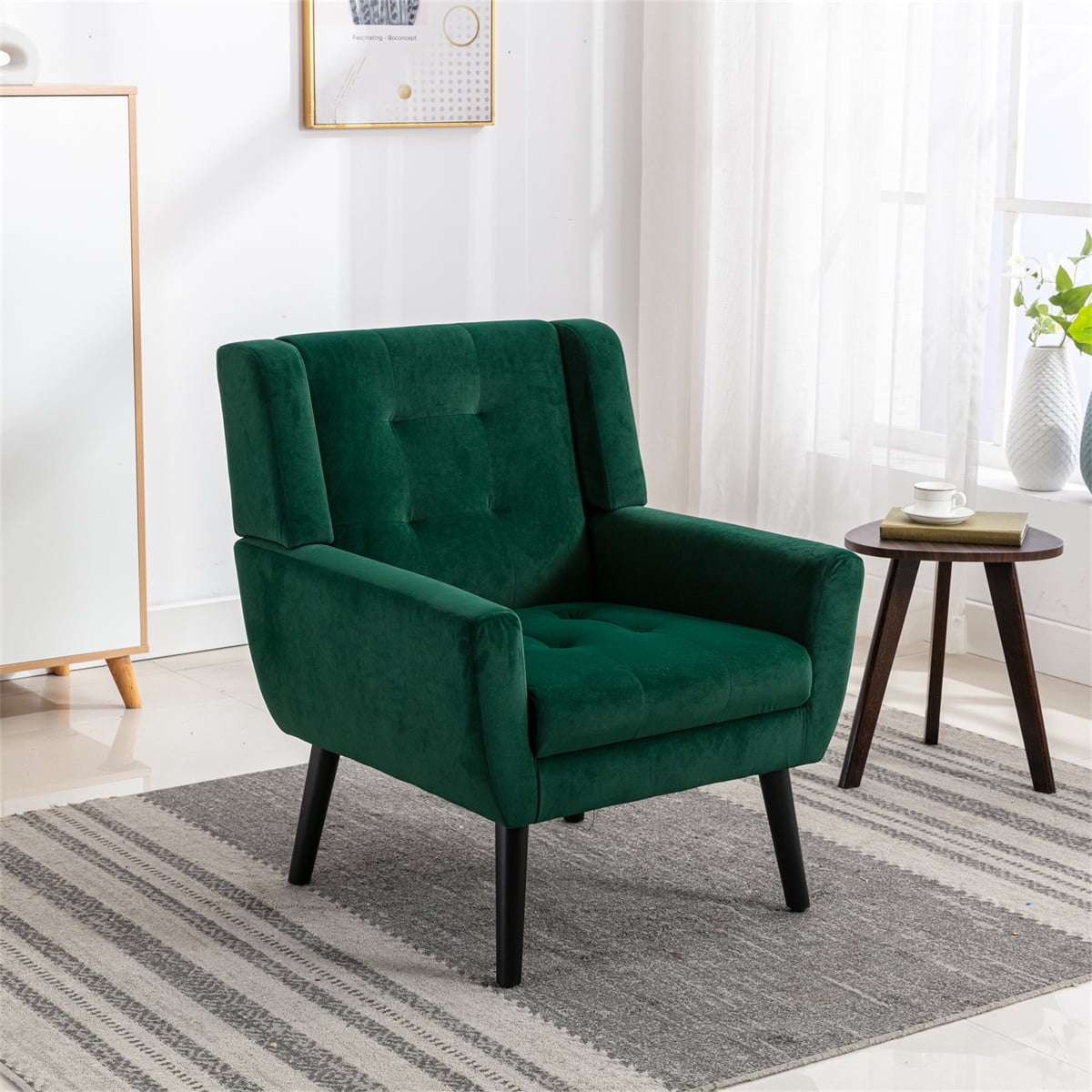 Modern Accent Chair, Soft Velvet Upholstered Ergonomics Accent Chair