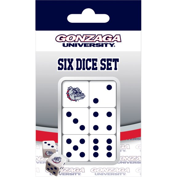 MasterPieces Officially Licensed NCAA Gonzaga Bulldogs - 6 Piece D6 Gaming Dice Set Ages 6 and Up
