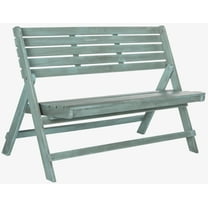 SAFAVIEH Luca Indoor/Outdoor Urban Acacia Folding Bench, Beach House Blue