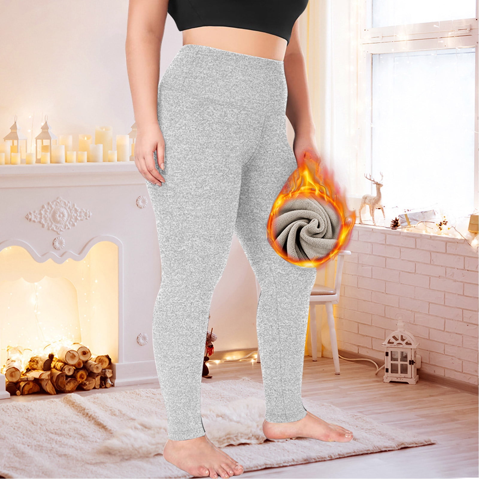 Timegard Leggings Doublés Polaire Grande Taille pour Femmes Taille