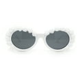 thumbnail image 2 of Womens Iridescent Rose Flower Stud Oval Mod Fashion Sunglasses White - Black, 2 of 4