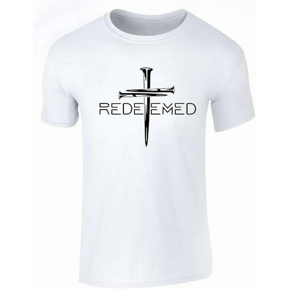 Redeemed Cross Nails Mens Christian Jesus Shirt Short Sleeve T-Shirt Religious Graphic Tee Tops for Women Men