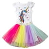 AkoaDa Summer Rainbow Unicorn Baby Girls Tutu Dress Children Unicorn Party Little Girl Kids Princess Dress Rainbow Outfits Dresses