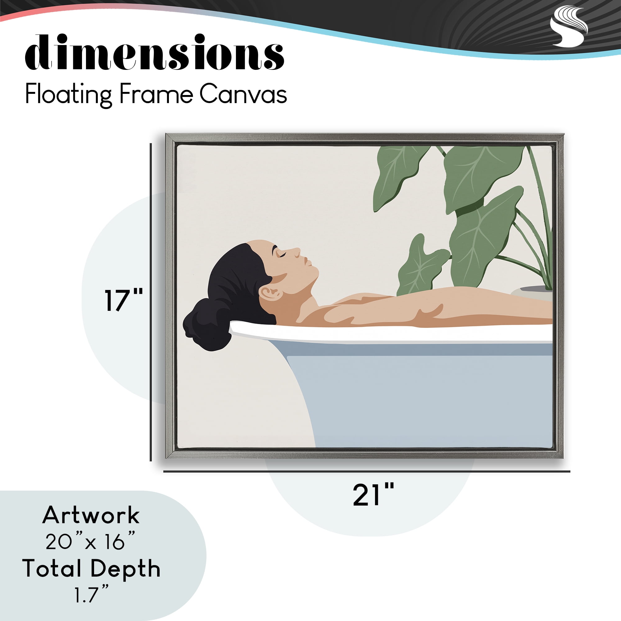 Stupell Industries Tub Relaxation Woman Gray Framed Floater Canvas Wall Art, design by Marcus Prime