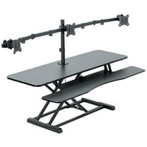 VIVO Black 48" Standing Desk Riser with Triple 21.5" to 27" Monitor Mount