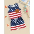 thumbnail image 4 of Elippeo Toddler Boy Summer Set 6 12 18 24 Months 3 4 Years StripeStar Print Round Neck Pocket Tank Tops with Shorts 2Pcs Outfit for Independence Day, 4 of 9