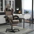 thumbnail image 2 of SOONTRANS Gaming Chair with Footrest, Computer Game Chair with Massage Lumbar Support & Headrest, High Back Vintage Office Game Chair for Adults and s, Brown, 2 of 8