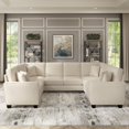 thumbnail image 3 of Stockton 113W U Shaped Sectional Couch in Cream Herringbone Fabric, 3 of 11