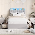 thumbnail image 3 of YUSAZENS Twin Size Velvet Upholstered Bed Frame with LED Light, MDF Structure 2 Underbed Storage Drawers, Floor Standing Soft Platform Bed No Box Spring Needed,  Gray, 3 of 9