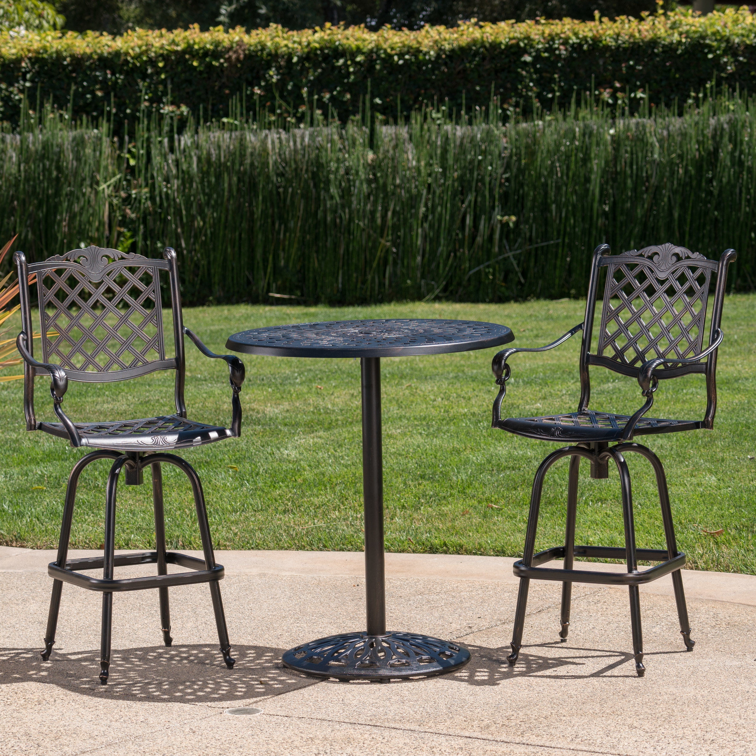 Cobb Outdoor 3 Piece Cast Aluminum Bar Set Shiny Copper Finish