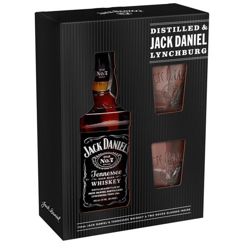 Jack Daniel's Tennessee Whiskey Set with Two Glasses, 750 mL - Walmart.com