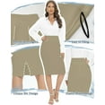 thumbnail image 4 of Women's Office Work Pencil Skirt Stretch High Waist Below Knee Bodycon for Business Casual, 4 of 18