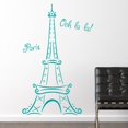 thumbnail image 4 of Eiffel Tower Ooh La La Paris Vinyl Wall Decal Sticker 6 foot tall Eiffel Tower Decals - Size: 72"H x 39"L - Color: Turquoise, 4 of 5