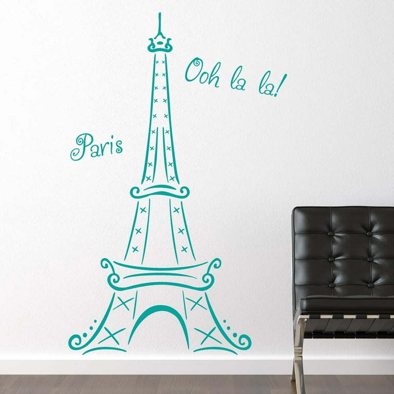 Eiffel Tower - Vinyl Multicolored Funky Art Eiffel Tower Decoration Paris France Famous Tourist Spot Design Adhesive Home Wall Decal Sticker - Kids