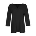 thumbnail image 5 of UoCefik Womens Tops 3/4 Sleeve Plus Size Summer Casual Solid Elbow T Shirts Dressy Loose Fit V Neck Three Quarter Length Sleeve Tee Work Blouse Vintage Pullover Black M, 5 of 5