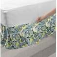 thumbnail image 2 of Mandala Bed Skirt, Floral Mandala Ornamental Vintage Blooming Flowers Foliage Leaves Garden Themed, Elastic Bedskirt Dust Ruffle Wrap Around for Bedding Decor, 4 Sizes, Yellow Blue, by Ambesonne, 2 of 2