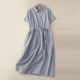 thumbnail image 2 of Summer Dresses For Women 2025 Sevevn Women's Casual Color Round Neck Tie Up Waist Dress, 2 of 6