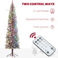 thumbnail image 4 of 9ft Prelit Flocked Pencil Christmas Tree with Remote - Green, 895 Tips, Dual Color LED Lights, Slim Design for Living Room & Entryway Decor, 4 of 7