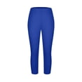 thumbnail image 5 of Plus Size Capri Leggings for Women Stretch Knee Length Pull On Capris Elastic Waist Casual Slim Fit Workout Pants Blue 2XL, 5 of 7