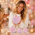 thumbnail image 6 of Pink Velvet Pumpkin Decor, Sequined Artificial Foam Pumpkin, 1 PC Fall, Thanksgiving & Halloween Table Centerpiece for Farmhouse Home Decor (Size Optional), 6 of 8