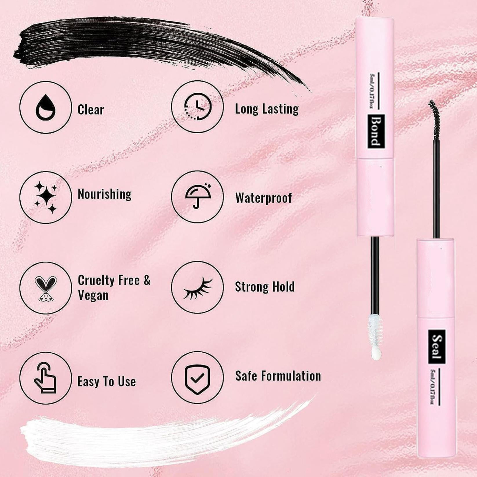 Eyelash Cluster Glue,Eye Lash Glue,Lash Glue, Lash Bond and Seal, Lash Cluster Glue, Bond and Seal Lash Glue Waterproof for Eyelash Clusters Strong Hold & Latex Free(Black)