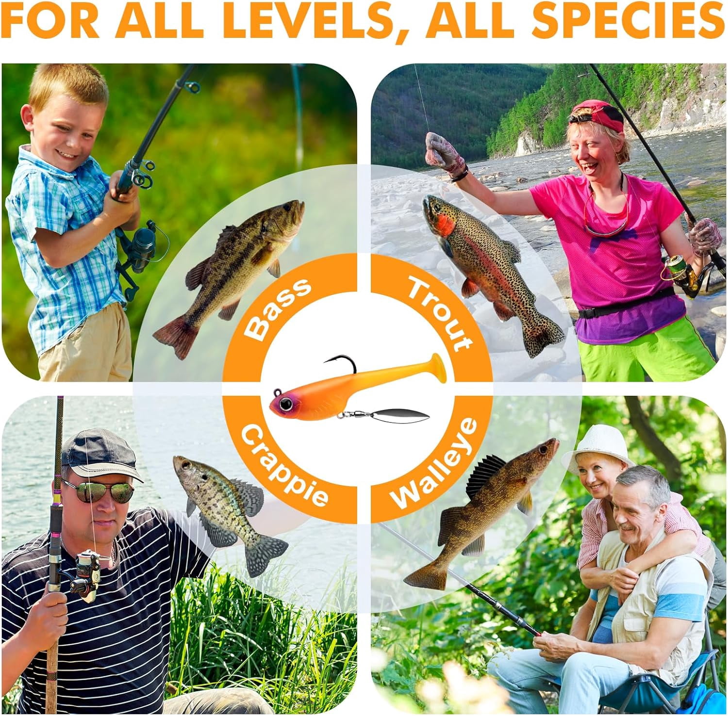 TRUSCEND Easy Catch Shadtale with BKK Branded Hook, Unique Vibrating Swim and Trembly Jigging Action for More Bites, Durable TPE Soft Fishing Lures for Bass Crappie Trout Walleye, Keep Separately