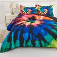 thumbnail image 2 of Koniroom Tie Dye Comforter King Size for Teen Boys Girls Women, Trippy Hippie Psychedelic Gypsy Room Decor Soft Reversible King Bedding Set, 3 Pieces All Season Bed Set, Blue Black Purple, 2 of 7
