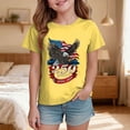 thumbnail image 2 of Karoyedx Girls Shirt Toddler Girls 4th of July Shirt America 250th Anniversary T-Shirt Retro American Flag Bow Tee Kids USA Patriotic Top Yellow Size,11-12 Years, 2 of 5