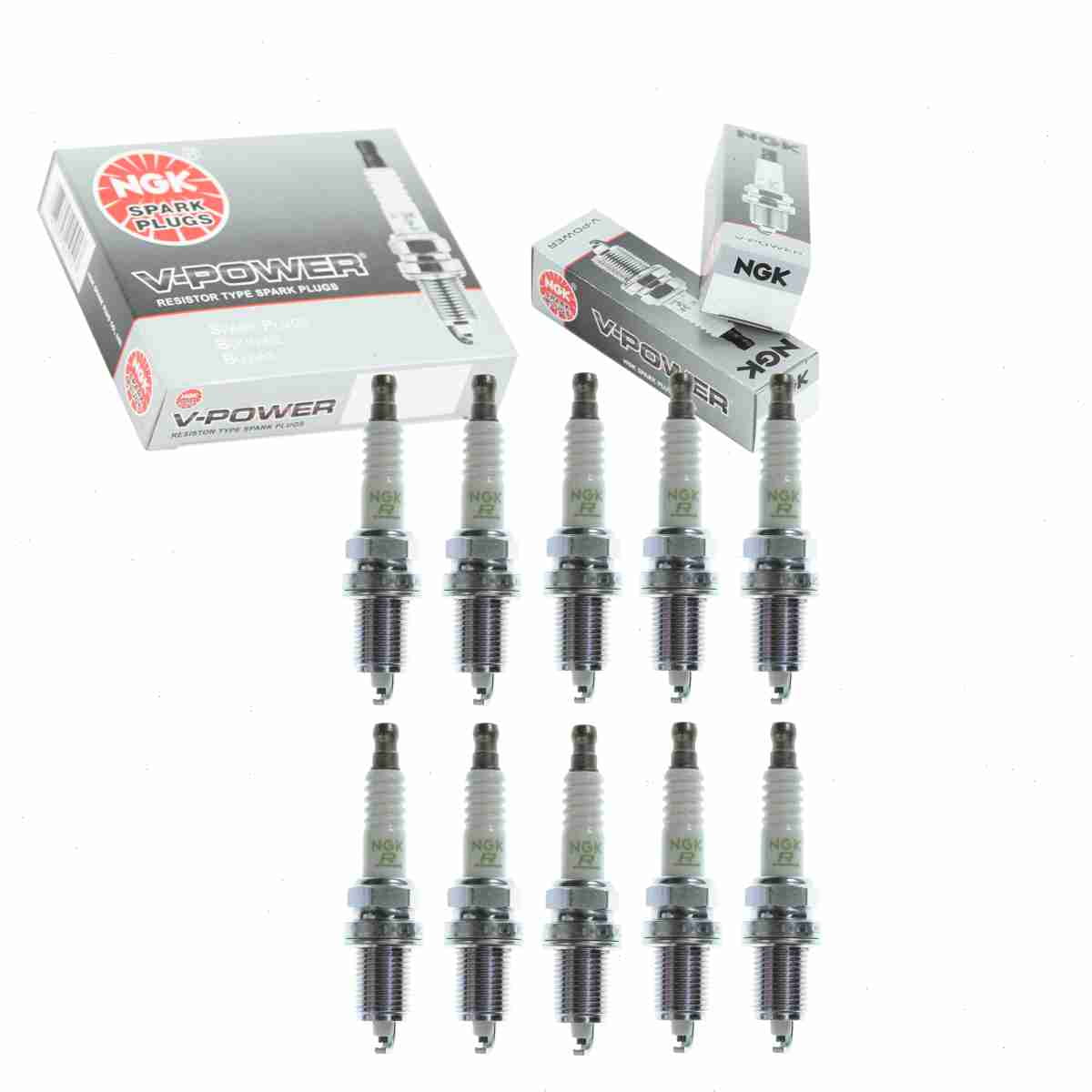 10 pc NGK 4291 V-Power Spark Plugs for 0000-18-F285 1765214 1Y0H 3133 412 436 436C2 5-86003124 5-86003124-0 98079-5614G AGSP33C B2401-6A0A0 E3.56 F285-18-110 F7LC0R2 F7LCOR2 F7LCOT2 F7LCR FR7LCX