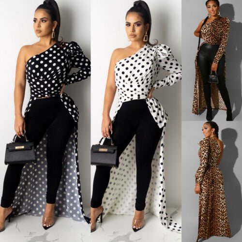Goddessvan 2019 Plus Size Top Women Asymmetric Neck Patch Color Block Leopard T-Shirts with Pocket 